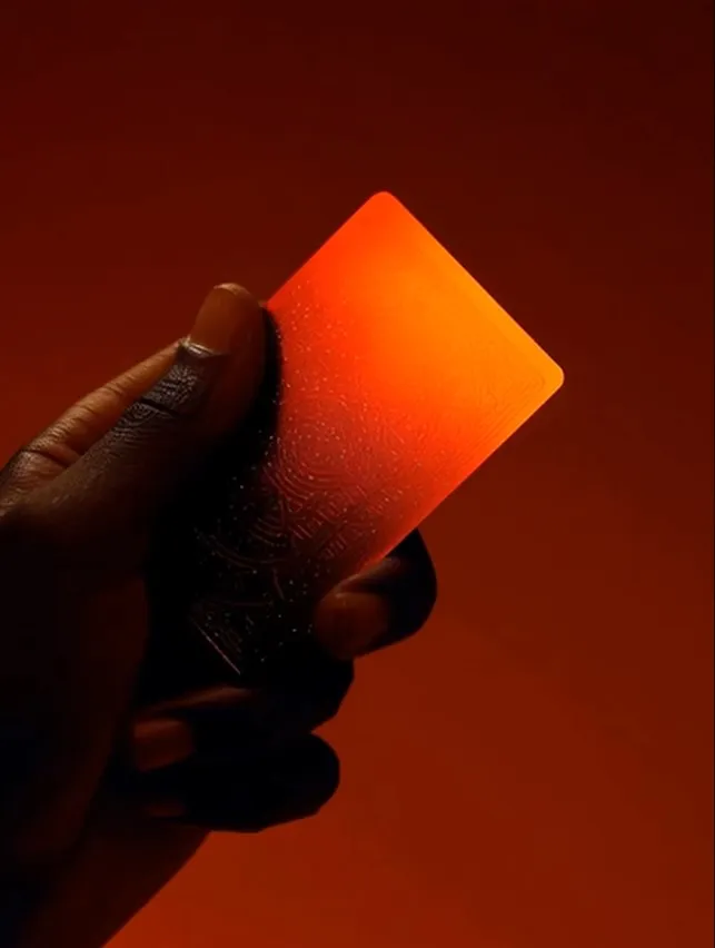 Person using a game card